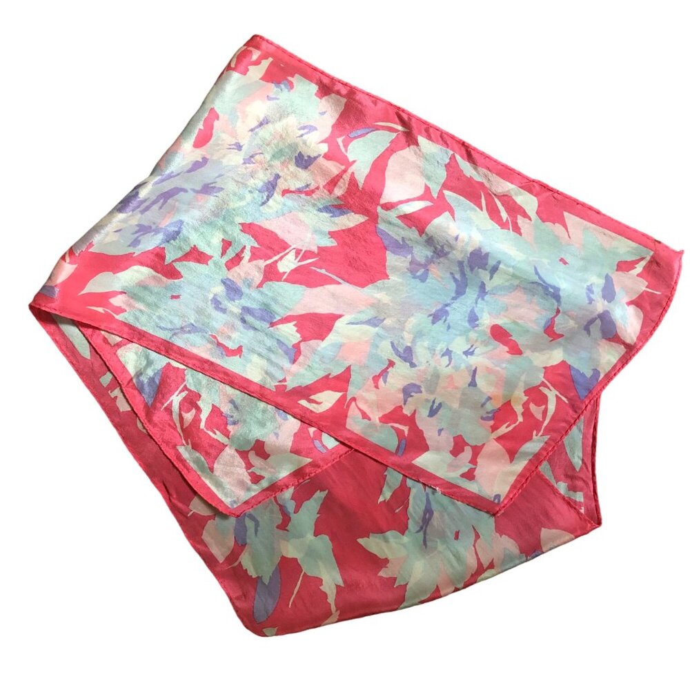 Vintage Novelty Floral Print Pink Vibrant Head Scarf